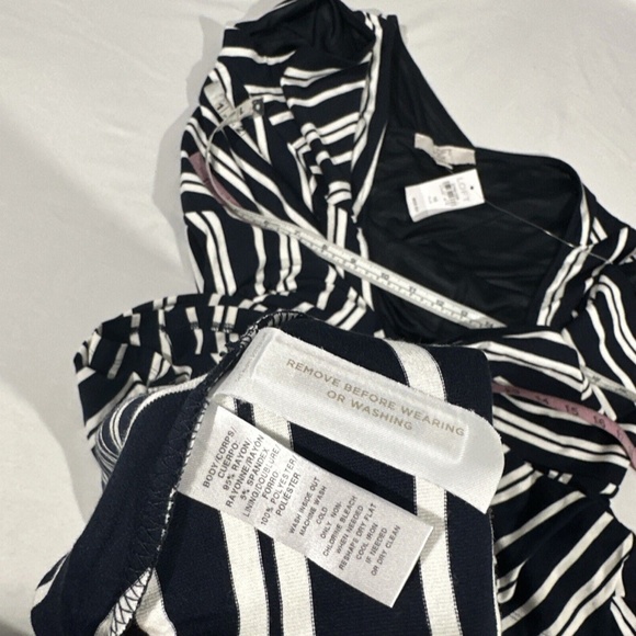 NWT $70 LOFT Plus [ 16 16W‎ ] Striped Wrap Back Flare Dress in Blue White #T1512 - Picture 5 of 15
